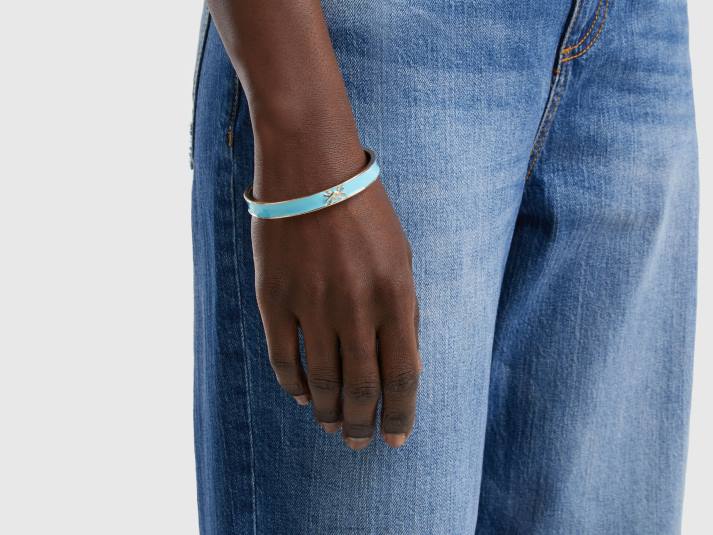 vrouwen Benetton hemelsblauwe bangle armband met logo hemelsblauw 4R62752