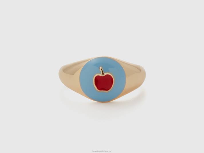 vrouwen Benetton hemelsblauwe ring met appelmotief hemelsblauw 4R62744
