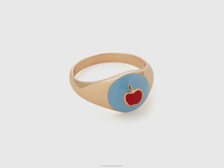 vrouwen Benetton hemelsblauwe ring met appelmotief hemelsblauw 4R62744