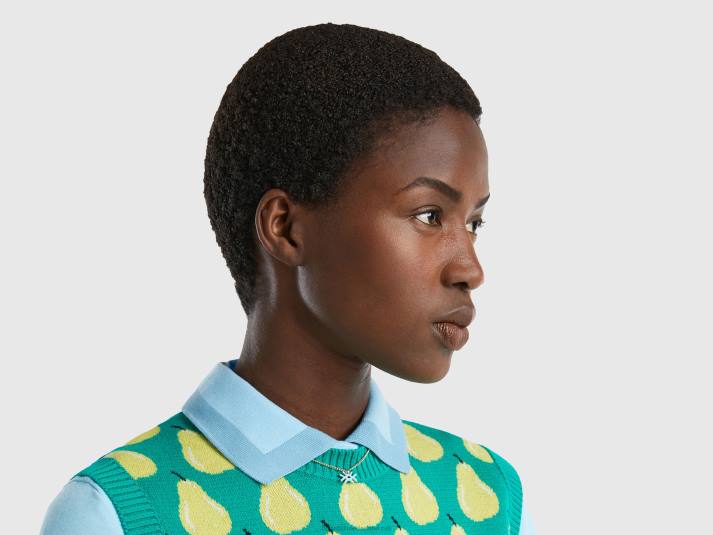 vrouwen Benetton ketting met hemelsblauw logo hanger hemelsblauw 4R62867