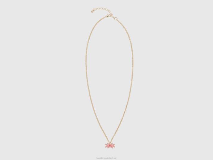 vrouwen Benetton ketting met roze logo hanger roze 4R62747