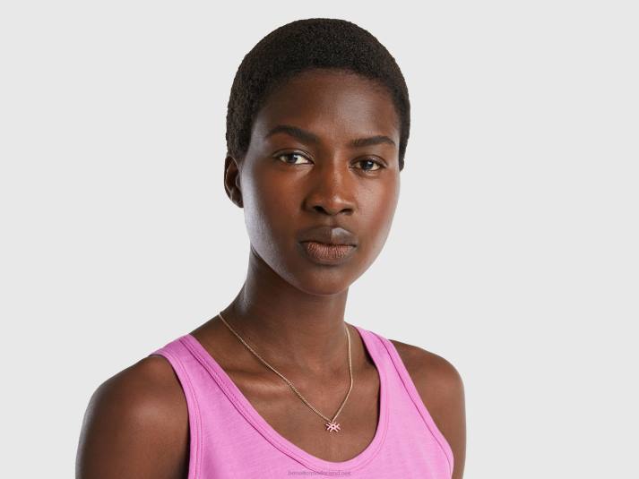 vrouwen Benetton ketting met roze logo hanger roze 4R62747