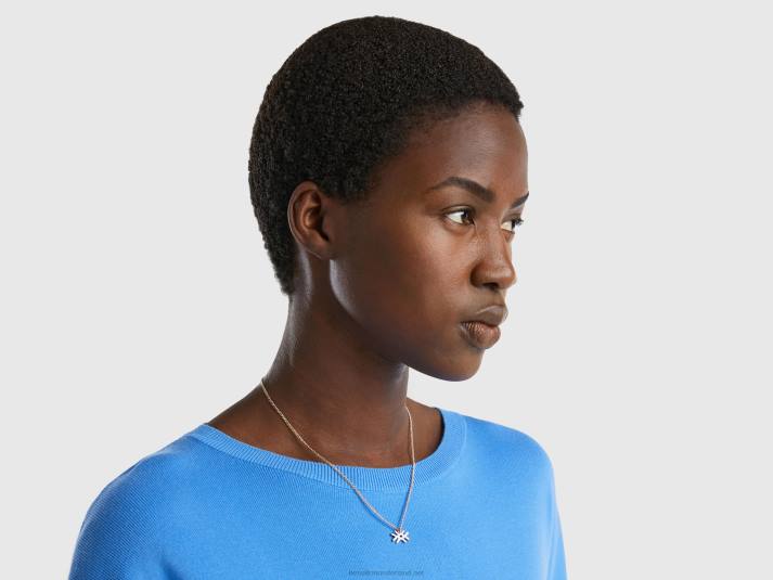 vrouwen Benetton ketting met witte logo hanger wit 4R62872