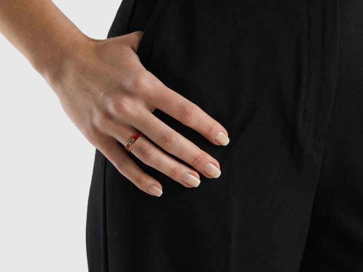 vrouwen Benetton koraalrode bandring met logo koraal 4R62740