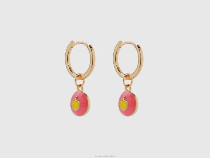 vrouwen Benetton oorbellen met roze appel hanger roze 4R621104