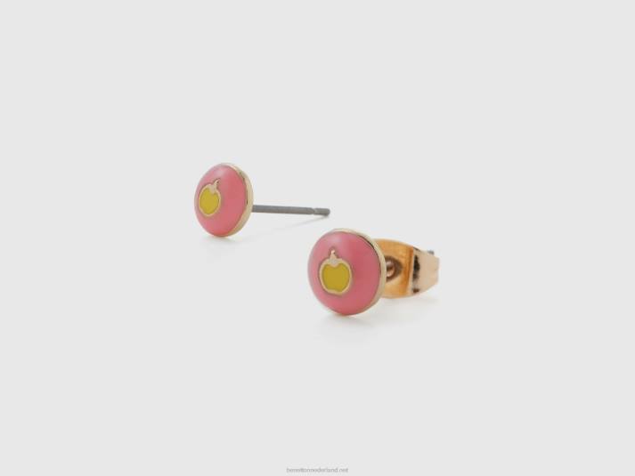 vrouwen Benetton rode appel stud oorbellen roze 4R62871