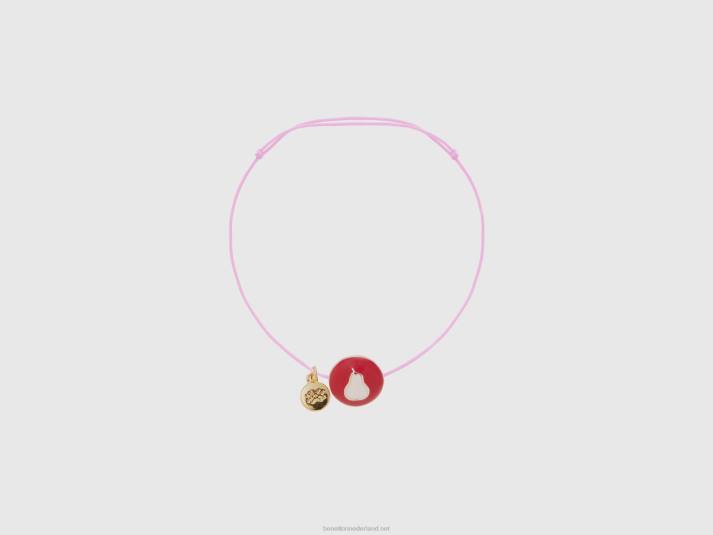 vrouwen Benetton rode armband met peer hanger rood 4R62827