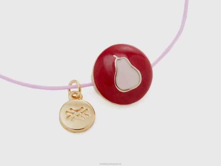 vrouwen Benetton rode armband met peer hanger rood 4R62827