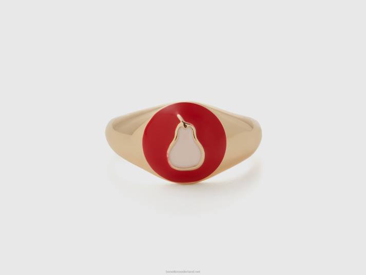 vrouwen Benetton rode ring met peermotief rood 4R62716