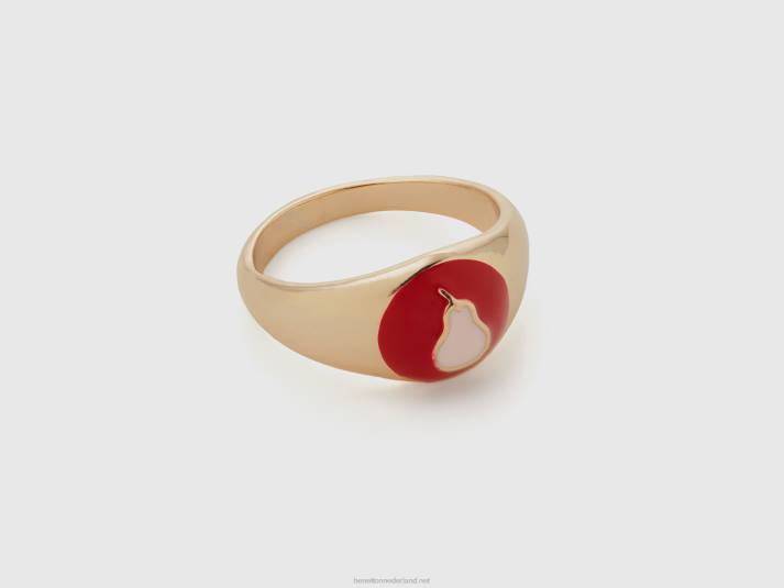 vrouwen Benetton rode ring met peermotief rood 4R62716
