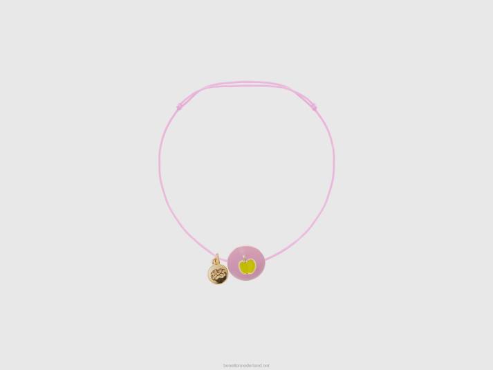 vrouwen Benetton roze armband met appel hanger roze 4R62714