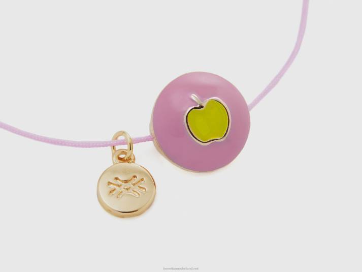 vrouwen Benetton roze armband met appel hanger roze 4R62714