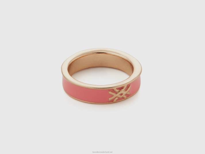 vrouwen Benetton roze band ring met logo roze 4R62830
