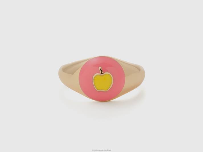 vrouwen Benetton roze ring met appelmotief roze 4R62739