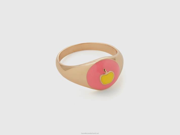 vrouwen Benetton roze ring met appelmotief roze 4R62739