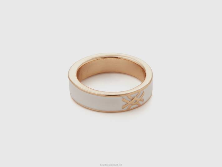vrouwen Benetton witte band ring met logo wit 4R62858