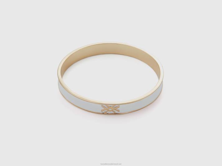 vrouwen Benetton witte bangle armband met logo wit 4R62723
