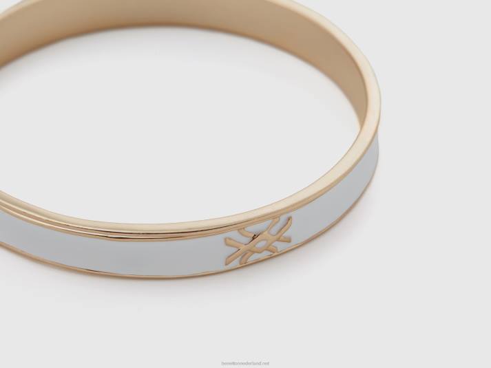 vrouwen Benetton witte bangle armband met logo wit 4R62723