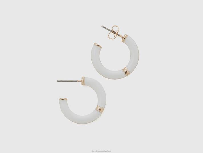 vrouwen Benetton witte c hoepel oorbellen wit 4R62712