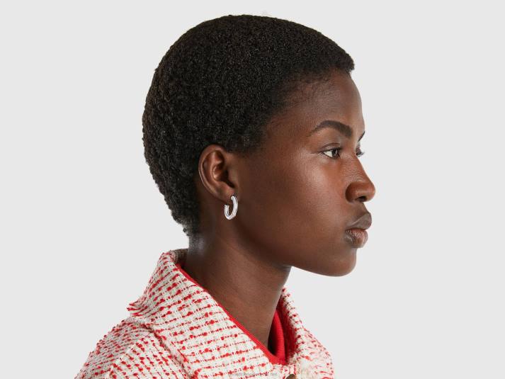 vrouwen Benetton witte c hoepel oorbellen wit 4R62712