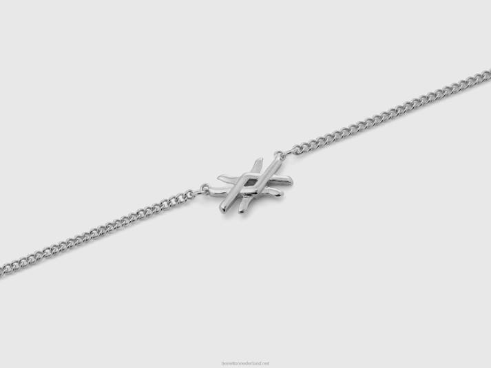 vrouwen Benetton zilveren collier met logo zilver 4R62851