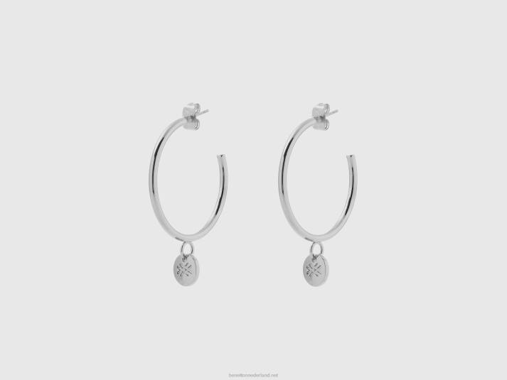 vrouwen Benetton zilveren hoepel oorbellen zilver 4R62833