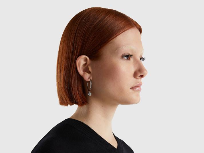 vrouwen Benetton zilveren hoepel oorbellen zilver 4R62833