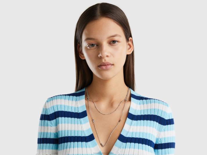 vrouwen Benetton zilveren ketting met dubbele ketting zilver 4R62839