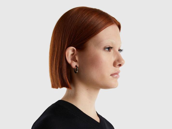vrouwen Benetton zwarte c hoepel oorbellen zwart 4R62749