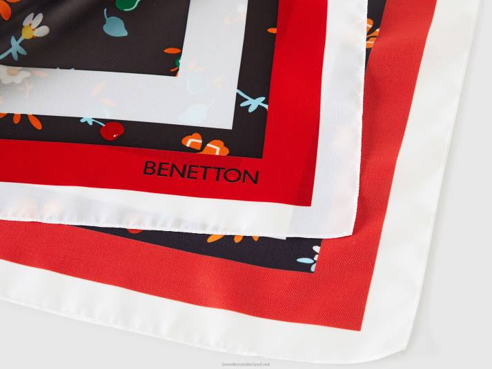 vrouwen Benetton foulard met zwart patroon zwart 4R62876