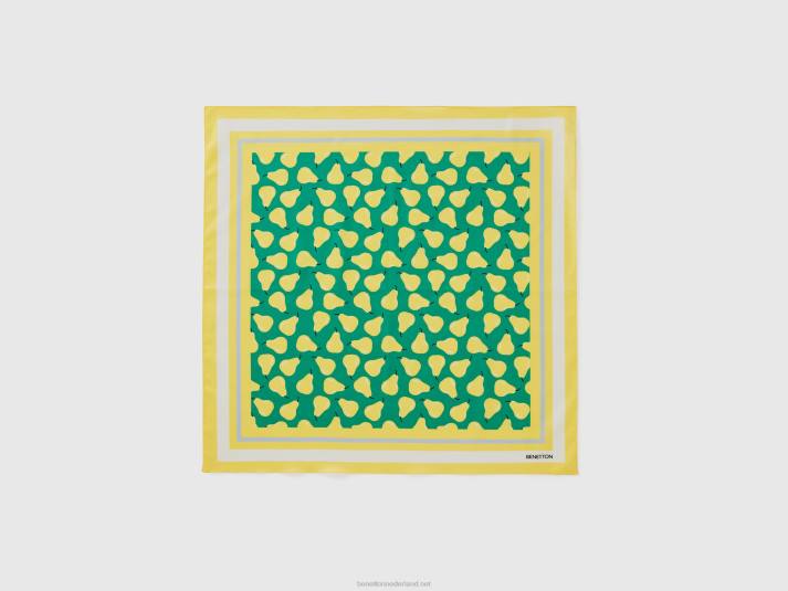 vrouwen Benetton groene bandana met perenpatroon groente 4R62818