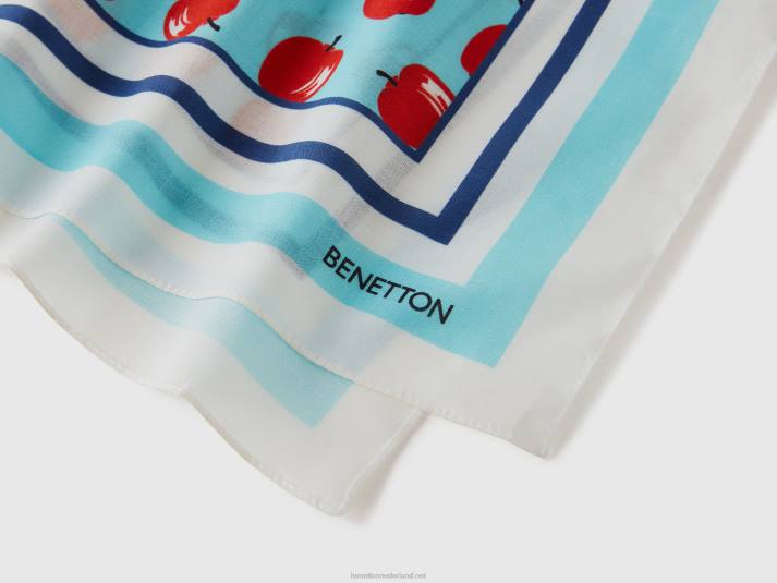 vrouwen Benetton hemelsblauwe bandana met appelpatroon hemelsblauw 4R62852