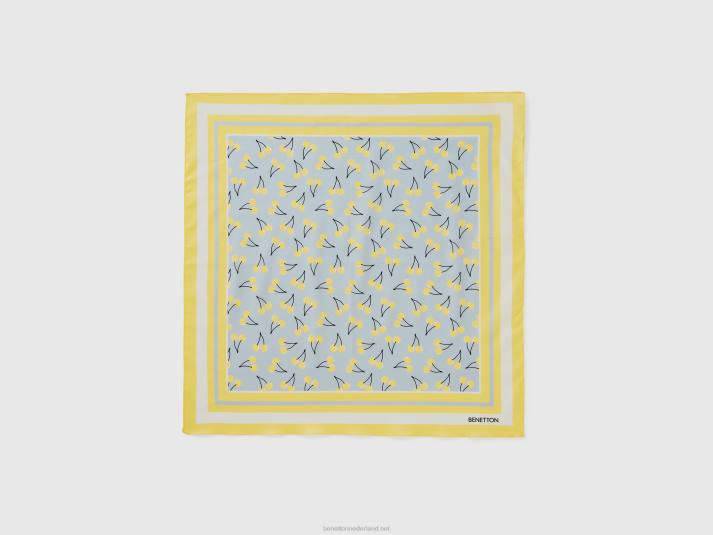 vrouwen Benetton hemelsblauwe bandana met kersenpatroon hemelsblauw 4R62727