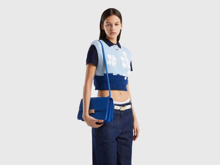 vrouwen Benetton grote korenbloem blauwe tas helderblauw 4R62721