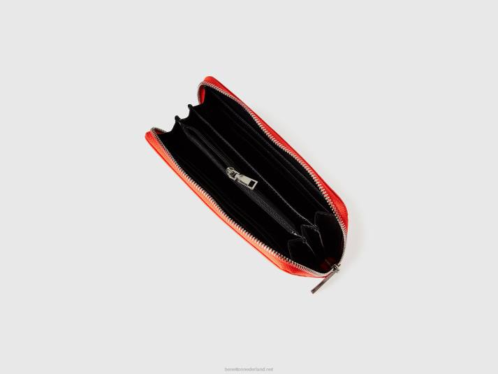 vrouwen Benetton grote portemonnee met ritssluiting rood 4R62843