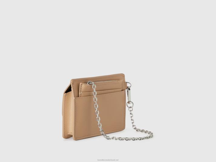 vrouwen Benetton portemonnee en kaarthouder van imitatieleer beige 4R621515