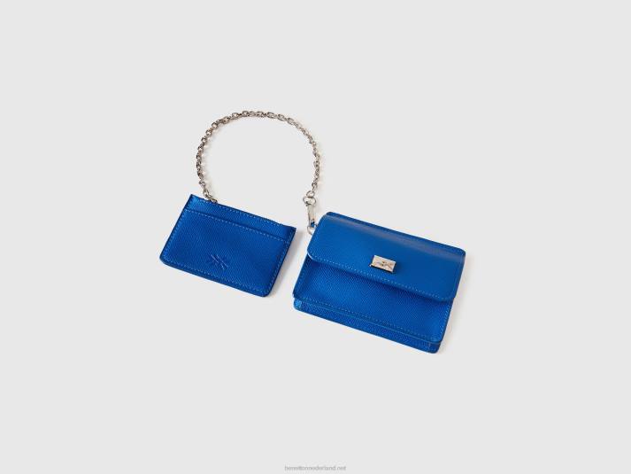 vrouwen Benetton portemonnee en kaarthouder van imitatieleer helderblauw 4R621517