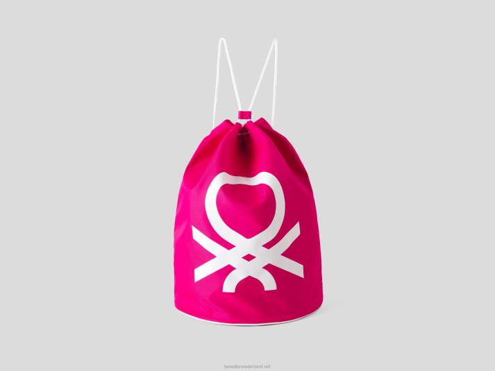 vrouwen Benetton tas met maxi-logo fuchsia 4R621537