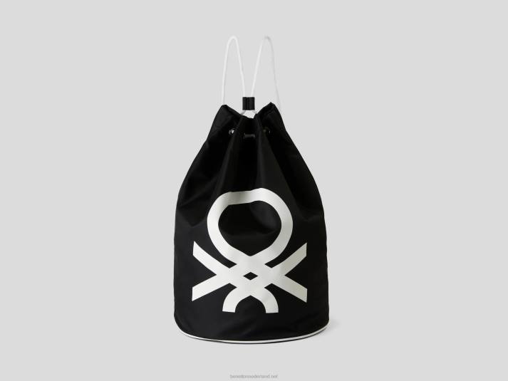 vrouwen Benetton tas met maxi-logo zwart 4R621535