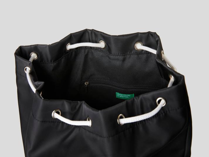 vrouwen Benetton tas met maxi-logo zwart 4R621535