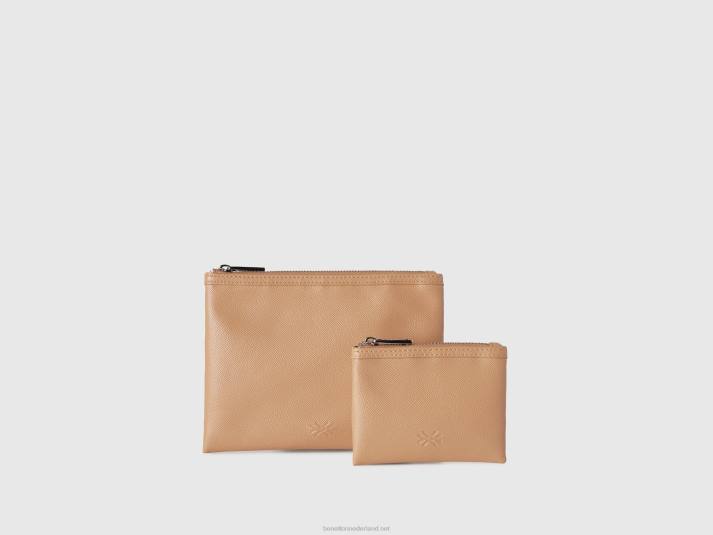 vrouwen Benetton twee tassen van imitatieleer beige 4R62809