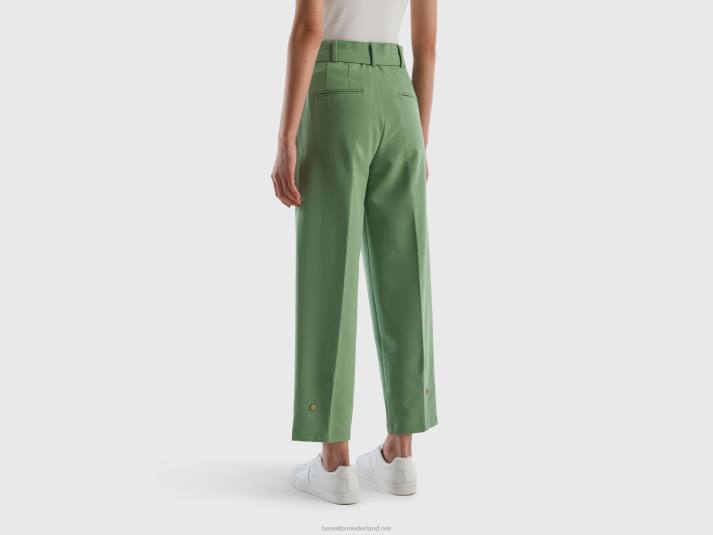 vrouwen Benetton broek met hoge taille en riem groente 4R62598