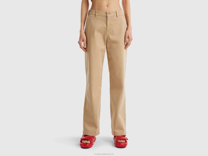 vrouwen Benetton broek met wijde pijpen beige 4R624104
