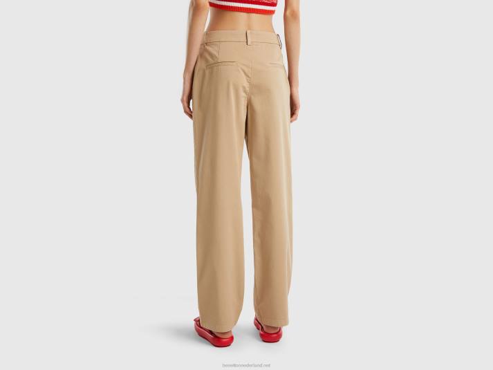 vrouwen Benetton broek met wijde pijpen beige 4R624104