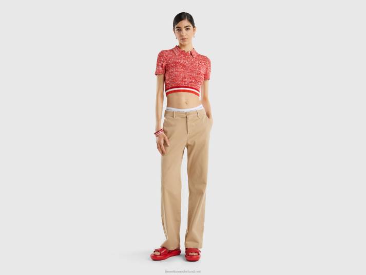 vrouwen Benetton broek met wijde pijpen beige 4R624104
