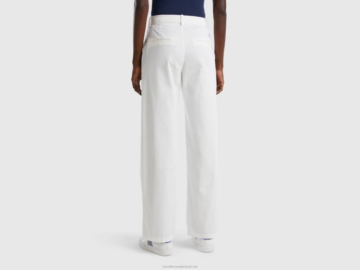 vrouwen Benetton broek met wijde pijpen wit 4R624118
