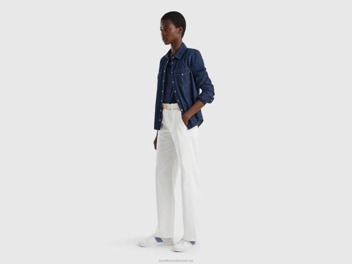 vrouwen Benetton broek met wijde pijpen wit 4R62627