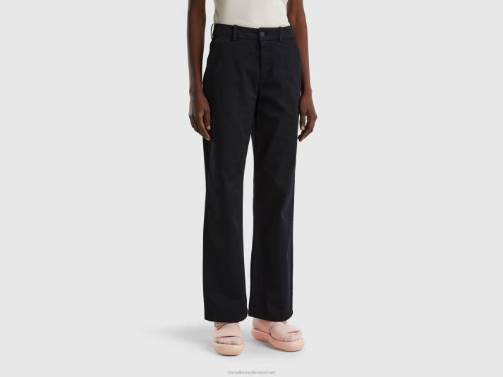 vrouwen Benetton broek met wijde pijpen zwart 4R624113