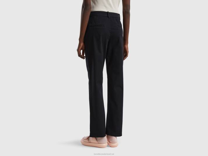 vrouwen Benetton broek met wijde pijpen zwart 4R624113