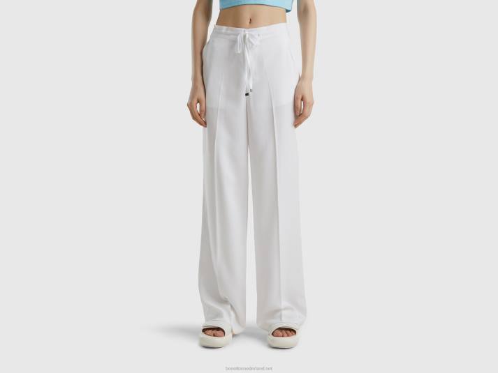 vrouwen Benetton broek van pure lyocell wit 4R62606